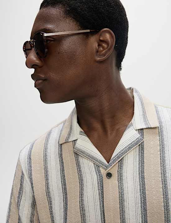 Pure Cotton Striped Short Sleeve Shirt