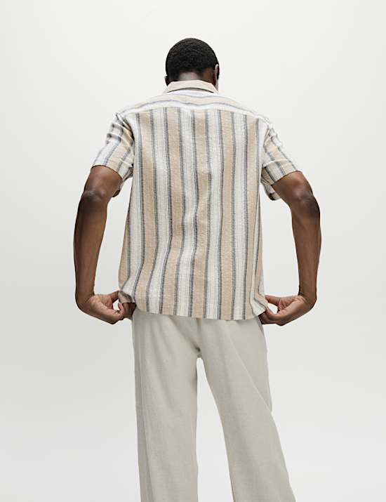 Pure Cotton Striped Short Sleeve Shirt