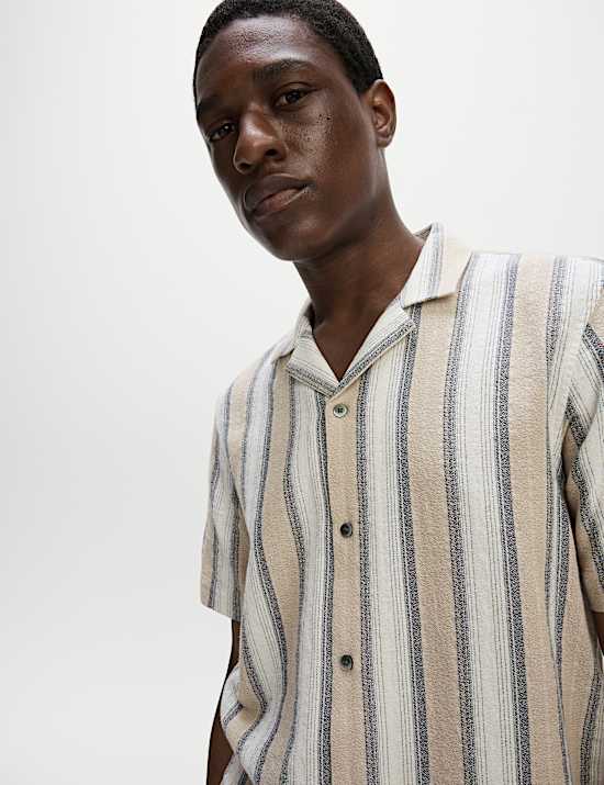 Pure Cotton Striped Short Sleeve Shirt