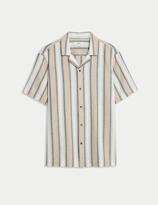 Pure Cotton Striped Short Sleeve Shirt