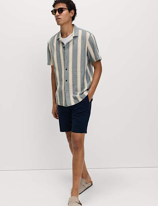 Pure Cotton Striped Short Sleeve Shirt