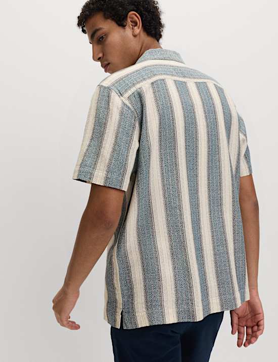Pure Cotton Striped Short Sleeve Shirt