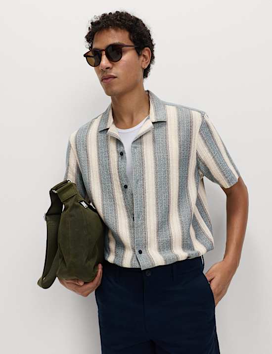 Pure Cotton Striped Short Sleeve Shirt