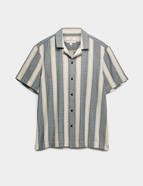 Pure Cotton Striped Short Sleeve Shirt