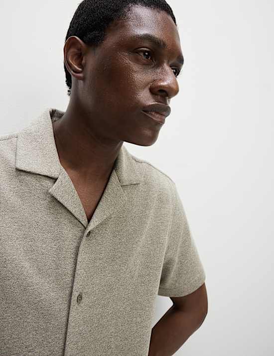 Cotton Blend Textured Knitted Shirt