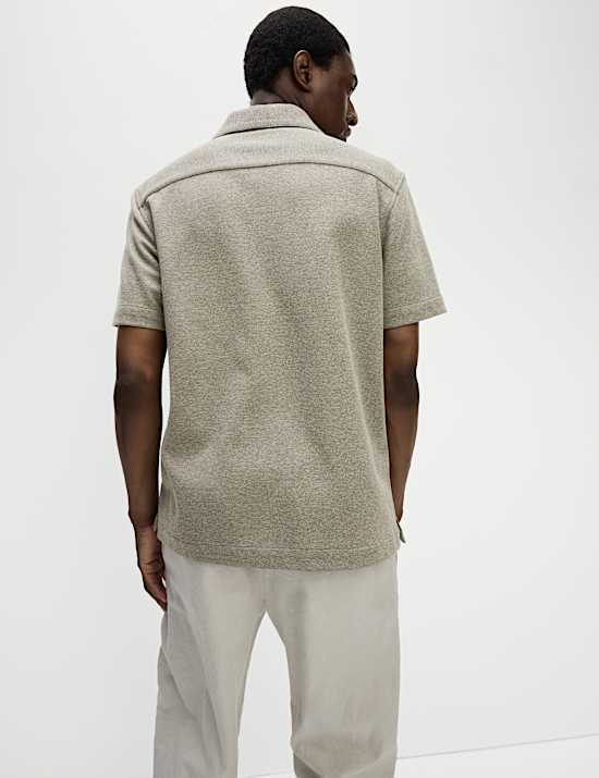 Cotton Blend Textured Knitted Shirt