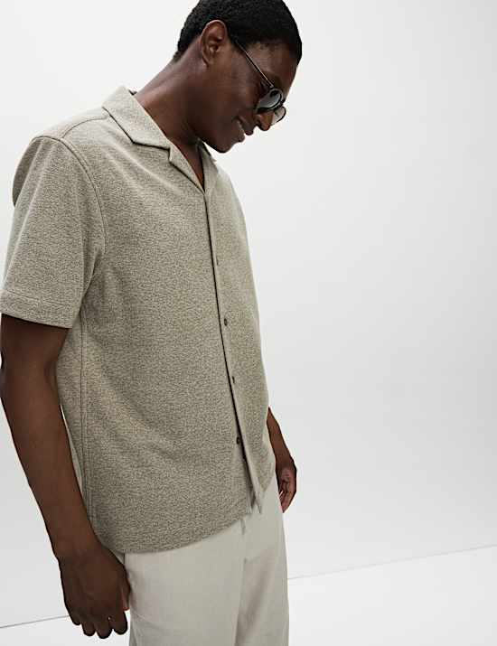 Cotton Blend Textured Knitted Shirt