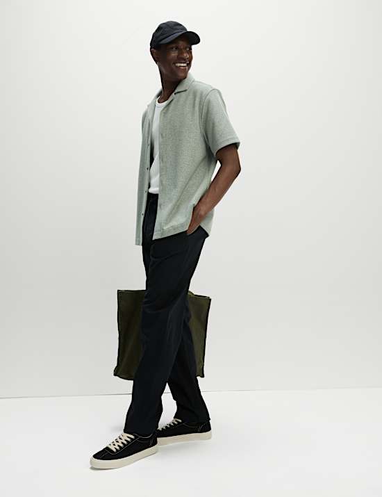 Cotton Blend Textured Knitted Shirt