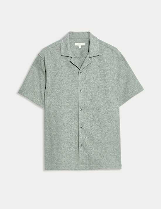 Cotton Blend Textured Knitted Shirt