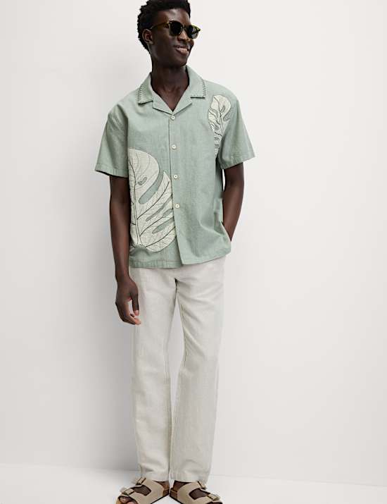 Chemise à manches courtes 100 % coton et imprimé fleuri