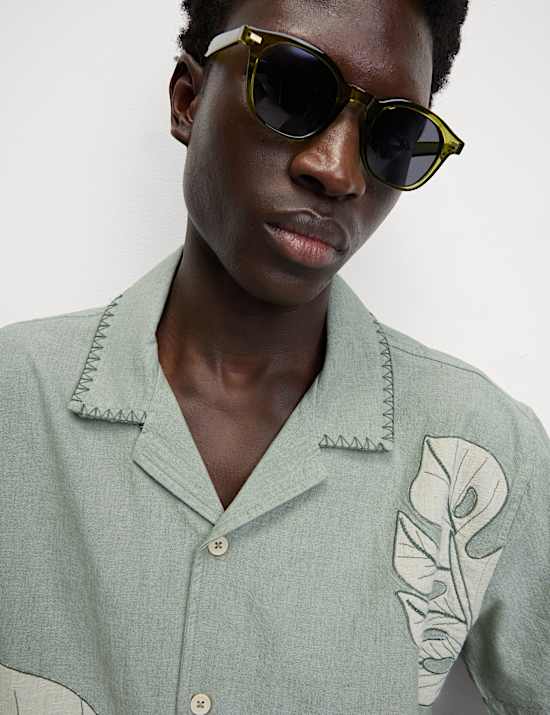 Chemise à manches courtes 100 % coton et imprimé fleuri