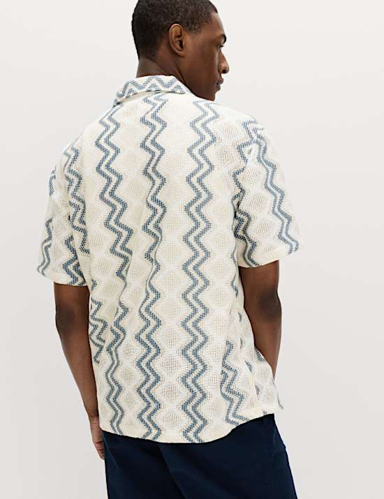 Luźna koszula z kr&oacute;tkim rękawem z mieszanki bawełny