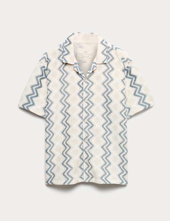 Luźna koszula z kr&oacute;tkim rękawem z mieszanki bawełny