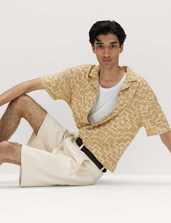 Cotton Rich Geometric Short Sleeve Shirt