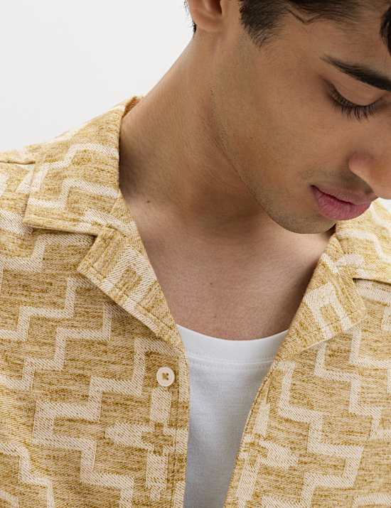 Cotton Rich Geometric Short Sleeve Shirt