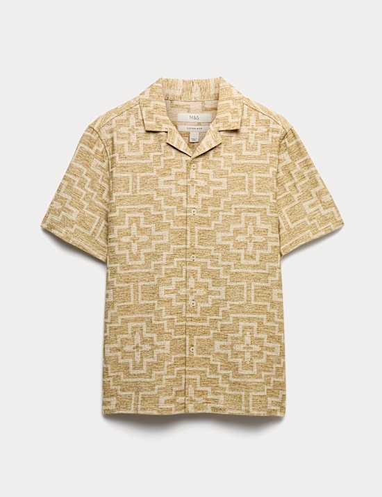 Cotton Rich Geometric Short Sleeve Shirt