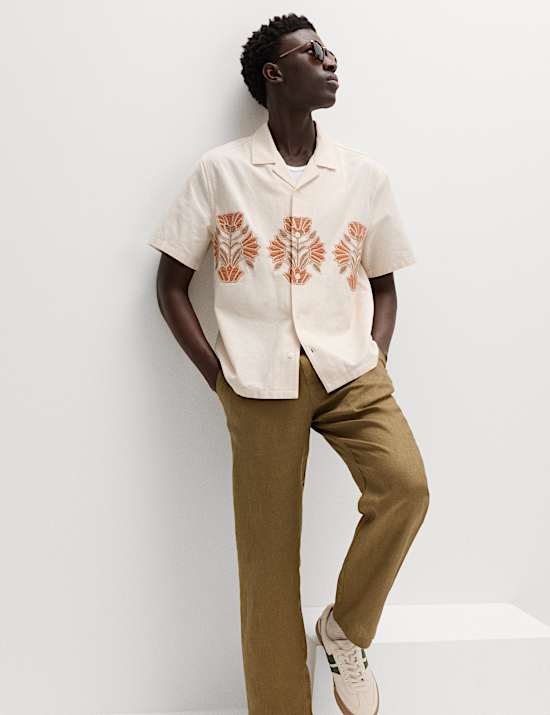 Cotton Rich Embroidered Short Sleeve Shirt