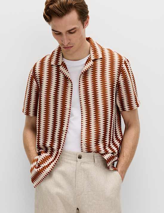 Regular Fit Cotton Blend Short Sleeve Shirt