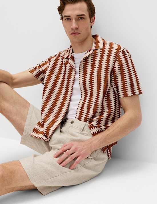 Regular Fit Cotton Blend Short Sleeve Shirt