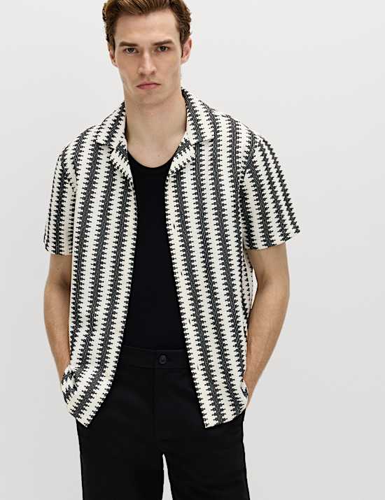 Regular Fit Cotton Blend Short Sleeve Shirt