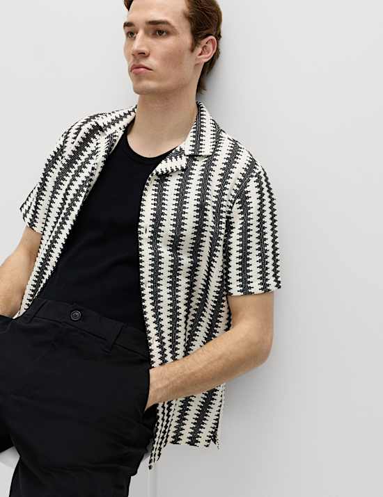 Regular Fit Cotton Blend Short Sleeve Shirt