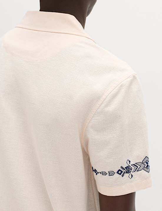 Cotton Rich Embroidered Short Sleeve Shirt