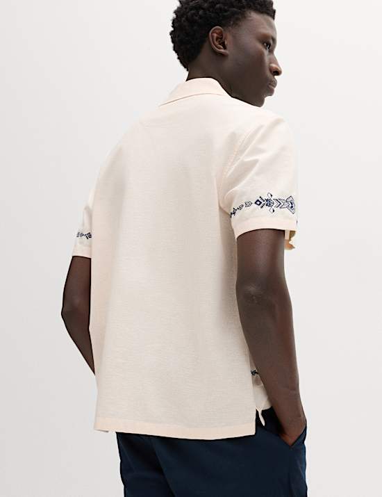 Cotton Rich Embroidered Short Sleeve Shirt