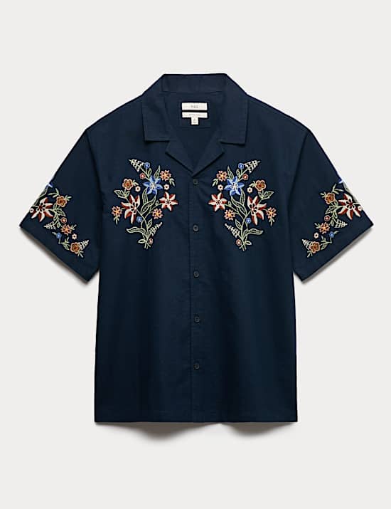 Cotton Rich Embroidered Short Sleeve Shirt