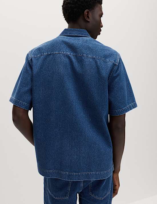 Pure Cotton Denim Short Sleeve Shirt