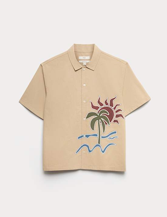 T-shirt en coton brod&eacute; &agrave; manches courtes