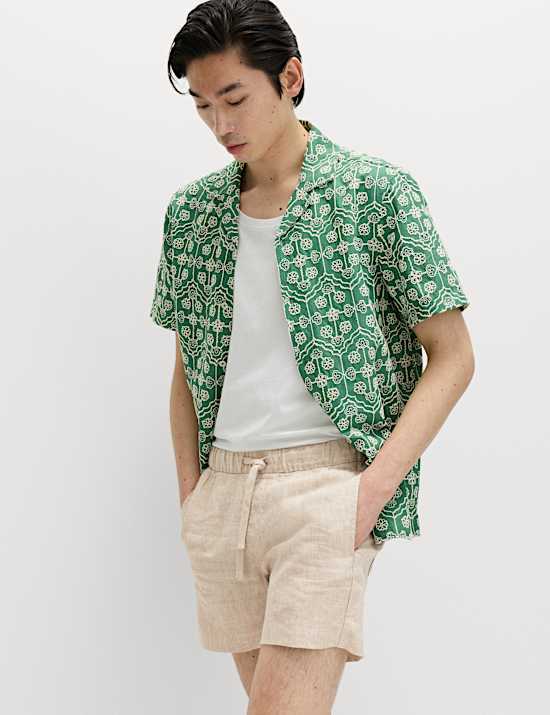 Pure Cotton Embroidered Short Sleeve Shirt