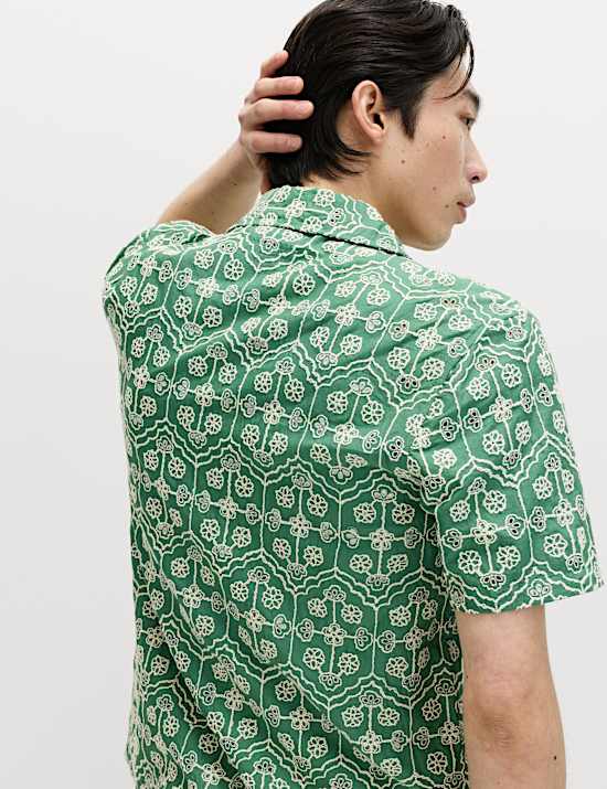 Pure Cotton Embroidered Short Sleeve Shirt