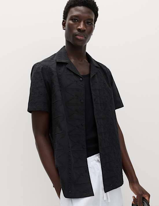 Regular Fit Pure Cotton Embroidered Shirt