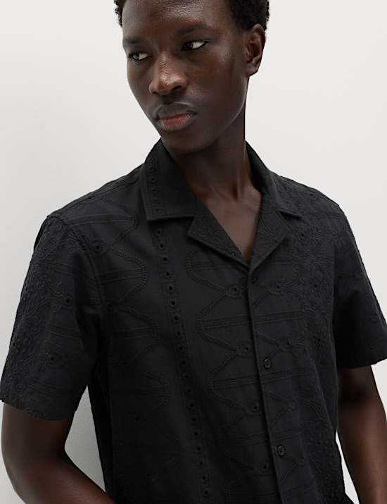 Regular Fit Pure Cotton Embroidered Shirt
