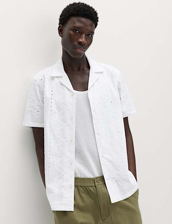 Regular Fit Pure Cotton Embroidered Shirt