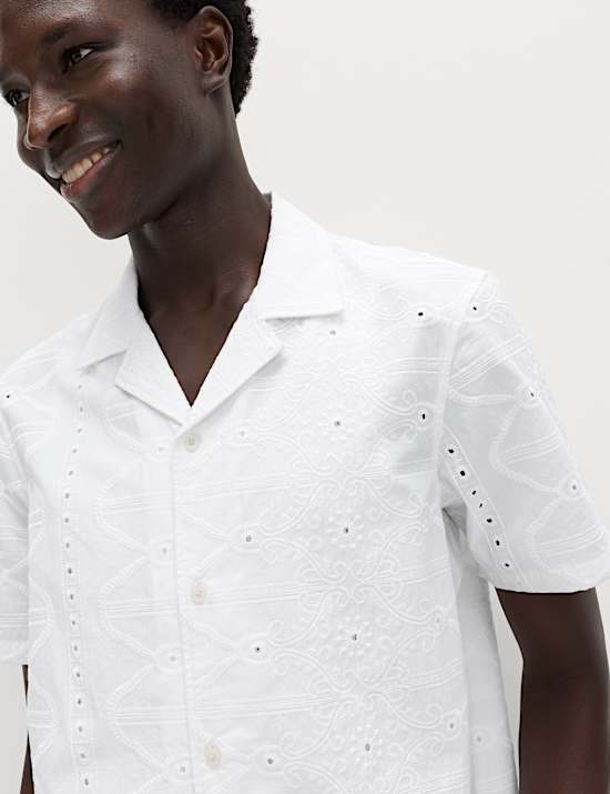 Regular Fit Pure Cotton Embroidered Shirt