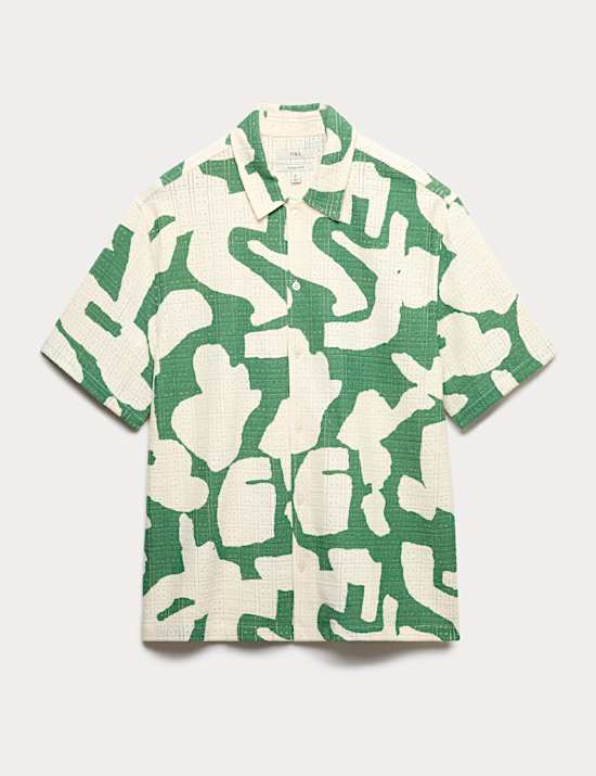 Chemise textur&eacute;e en coton &agrave; imprim&eacute; abstrait