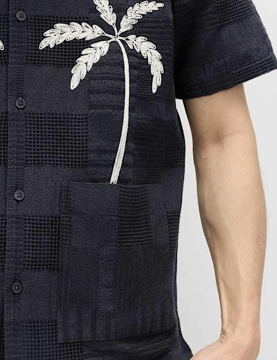 Regular Fit Cotton Rich Textured Shirt