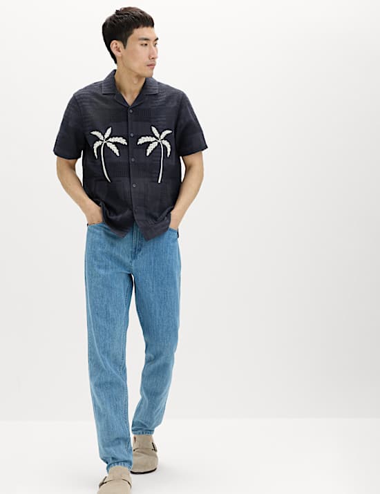 Regular Fit Cotton Rich Textured Shirt