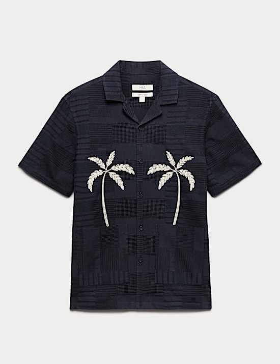 Regular Fit Cotton Rich Textured Shirt