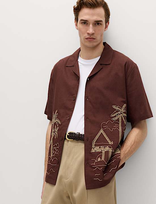 Relaxed Fit Embroidered Short Sleeve Shirt
