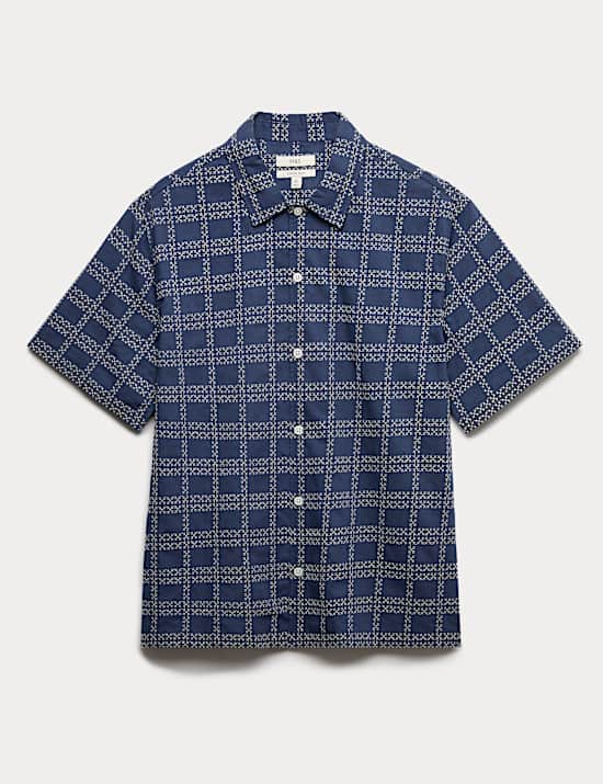 Haftowana koszula z kr&oacute;tkim rękawem z przewagą bawełny