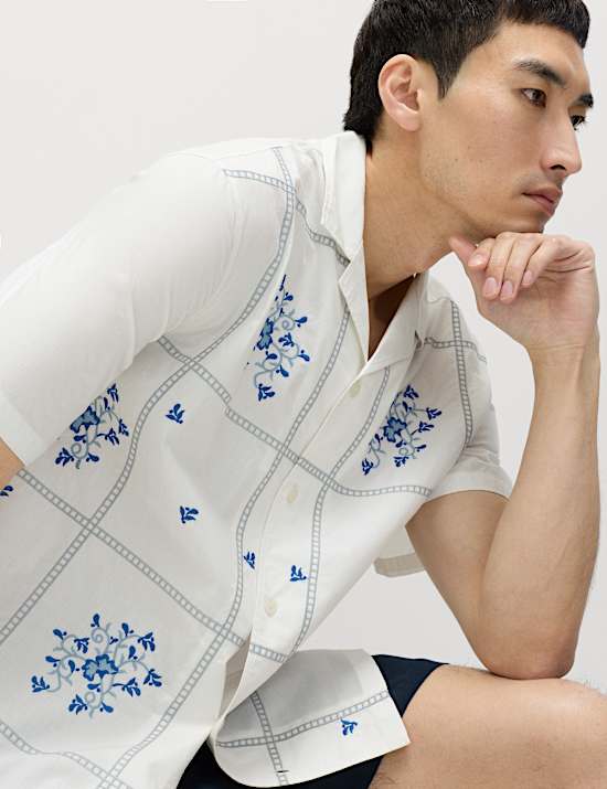 Relaxed Fit Pure Cotton Short Sleeve Shirt