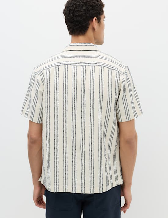 Pure Cotton Textured Short Sleeve Shirt