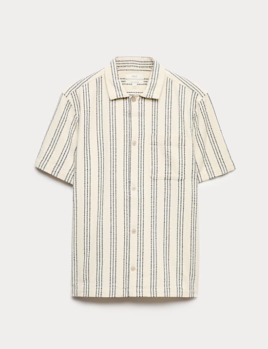 Pure Cotton Textured Short Sleeve Shirt