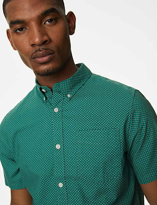 Easy Iron Pure Cotton Print Oxford Shirt