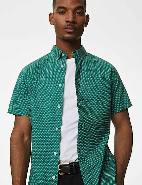 Easy Iron Pure Cotton Print Oxford Shirt