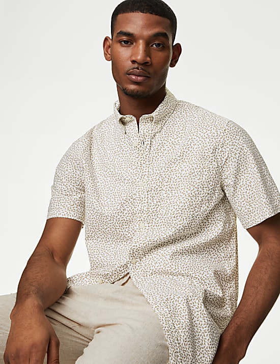 Easy Iron Pure Cotton Print Oxford Shirt