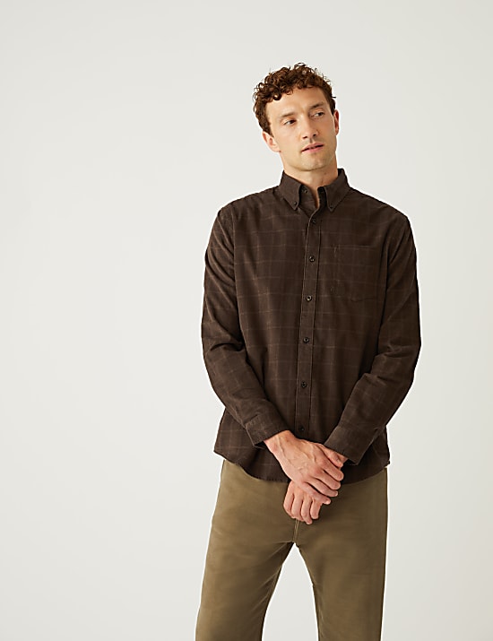 Pure Cotton Corduroy Check Shirt