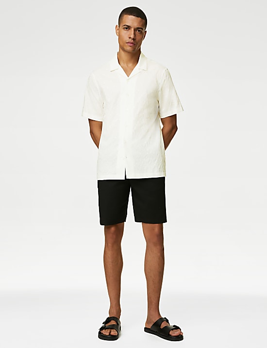 Pure Cotton Textured Cuban Collar Shirt